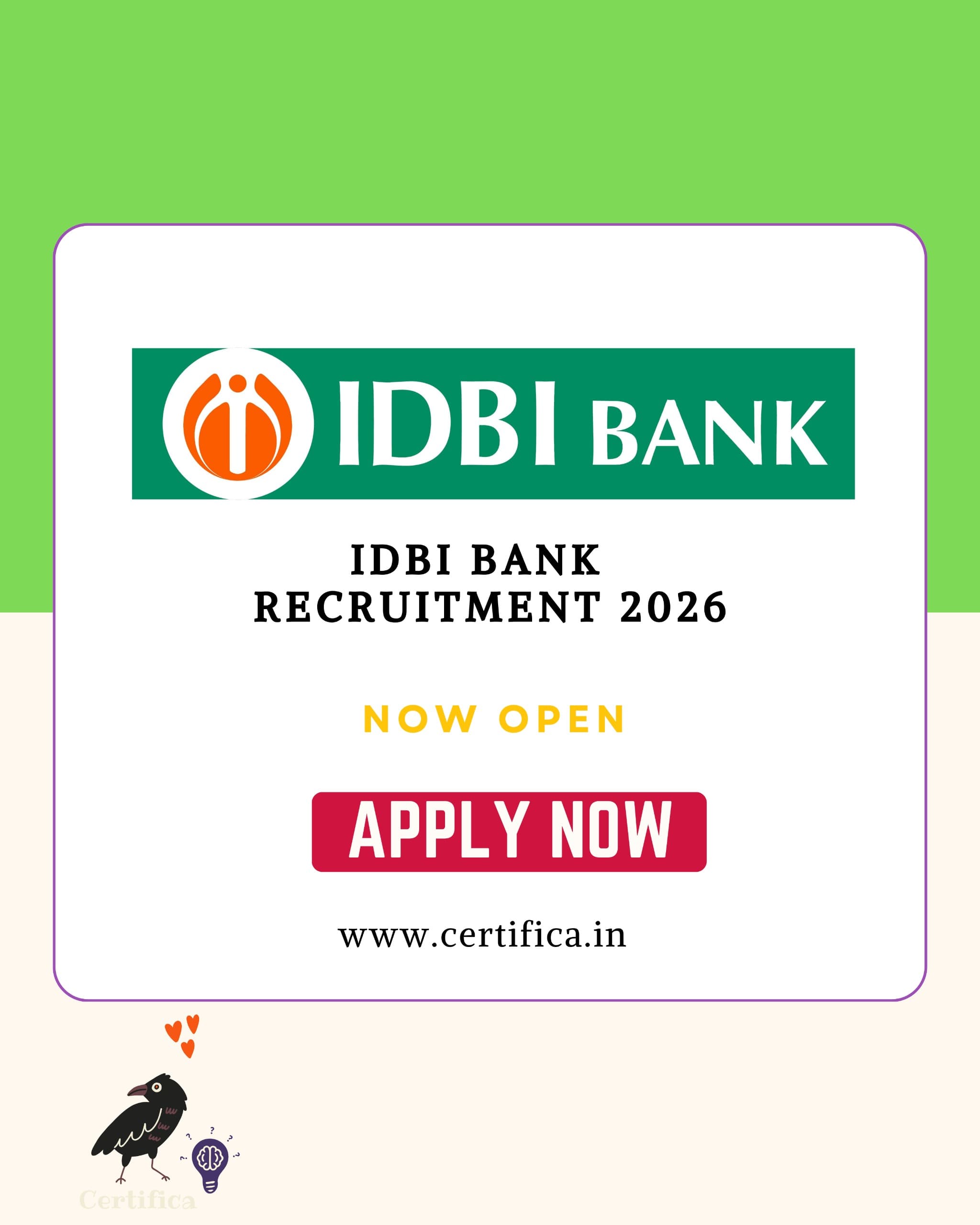 IDBI Bank Recruitment 2026 – Apply Online, Eligibility, Last Date