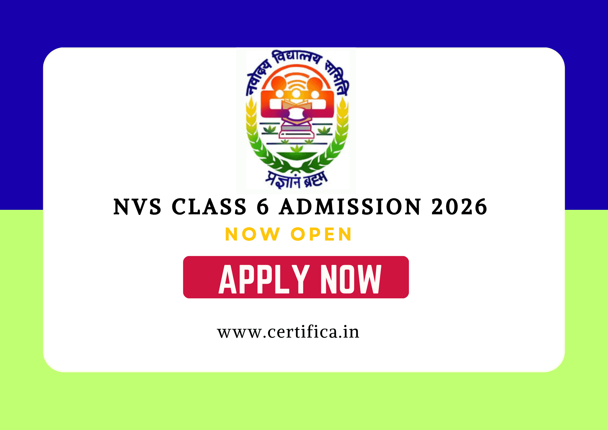 NVS Class 6 Admission 2026 – Result Out & Admit Card Download