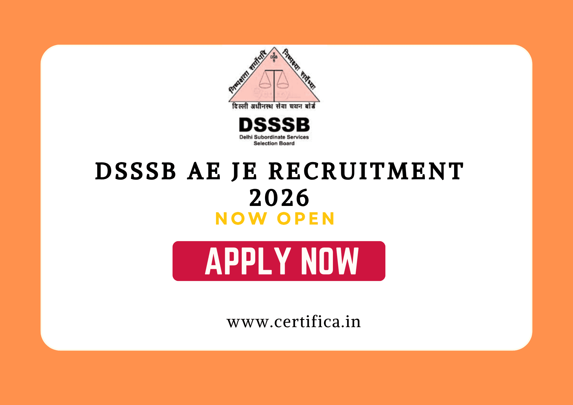 DSSSB AE JE Recruitment 2026 — Apply Now for 314 Government Jobs in Delhi