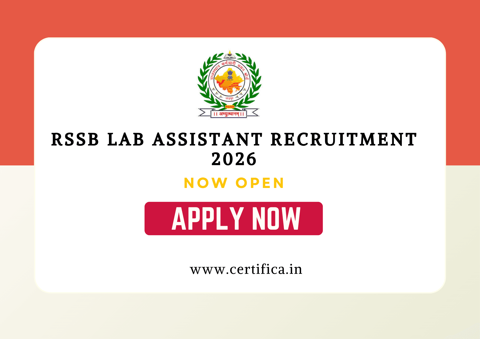 Rajasthan Staff Selection Board (RSSB) Lab Assistant Recruitment 2026